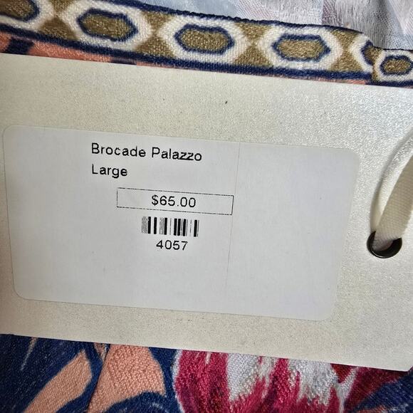 Champagne & Strawberry‎ Brocade Palazzo Pants High Waist Floral Size L - Picture 11 of 11